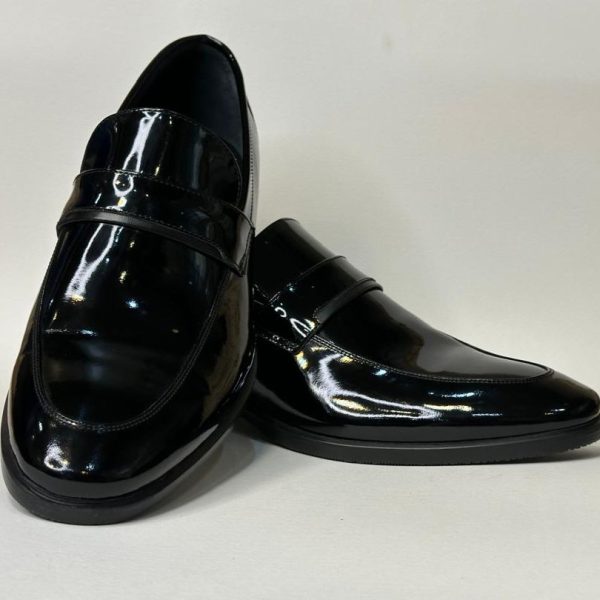 کفش چرم طبیعی مشکی مردانه مجلسی  طرح 1129