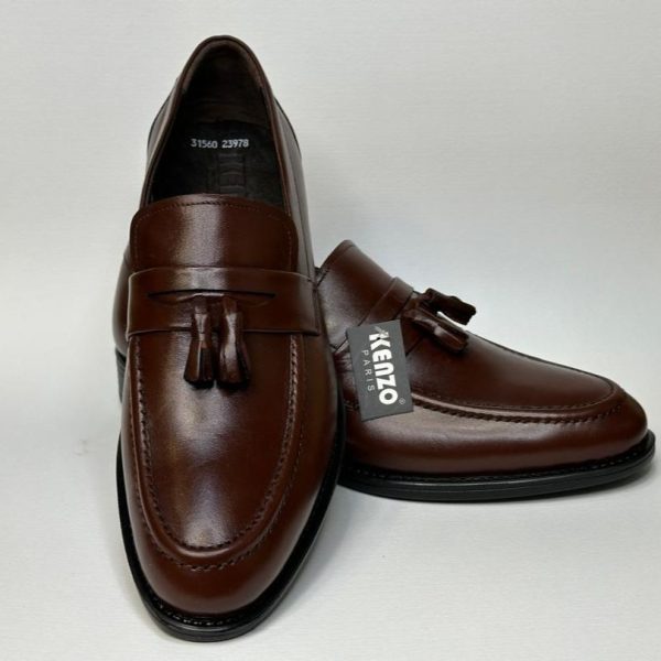 کفش چرم طبیعی کالج مردانه مدل بی بند منگوله دار