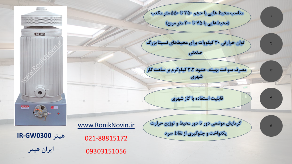 هیتر گازی ir-GW0300،ایران هیتر-بخاری بزرگ-بخاری کارگاهیی-بخاری سوله-بخاری فن دار،بخاری گلخانه،هیتر گلخانه،رونیک نوین،www.roniknovin.ir