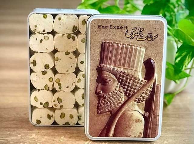 گز 10 درصد مغز پسته جعبه فلزی